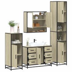 Ensemble de meubles de salle de bain 4 pcs chêne sonoma