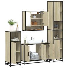 Ensemble de meubles de salle de bain 4 pcs chêne sonoma