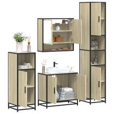 Ensemble de meubles de salle de bain 4 pcs chêne sonoma