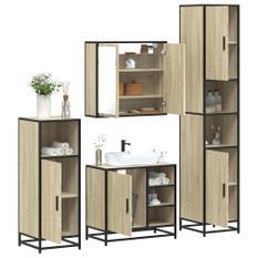 Ensemble de meubles de salle de bain 4 pcs chêne sonoma