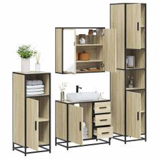 Ensemble de meubles de salle de bain 4 pcs chêne sonoma