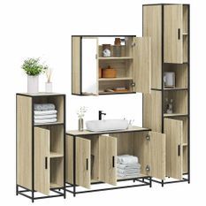 Ensemble de meubles de salle de bain 4 pcs chêne sonoma