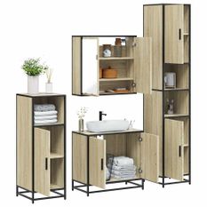 Ensemble de meubles de salle de bain 4 pcs chêne sonoma