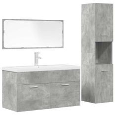 Ensemble de meubles de salle de bain 4 pcs gris béton