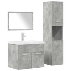 Ensemble de meubles de salle de bain 4 pcs gris béton