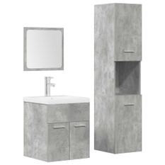 Ensemble de meubles de salle de bain 4 pcs gris béton