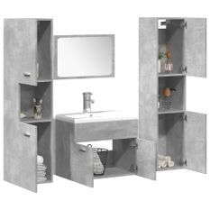 Ensemble de meubles de salle de bain 4 pcs gris béton