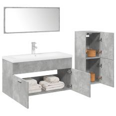 Ensemble de meubles de salle de bain 4 pcs gris béton