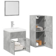 Ensemble de meubles de salle de bain 4 pcs gris béton