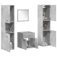 Ensemble de meubles de salle de bain 4 pcs gris béton