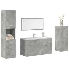 Ensemble de meubles de salle de bain 4 pcs gris béton