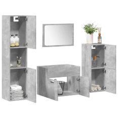 Ensemble de meubles de salle de bain 4 pcs gris béton