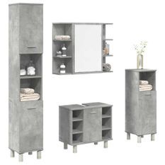 Ensemble de meubles de salle de bain 4 pcs gris béton