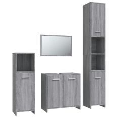 Ensemble de meubles de salle de bain 4 pcs Sonoma gris