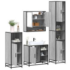 Ensemble de meubles de salle de bain 4 pcs sonoma gris