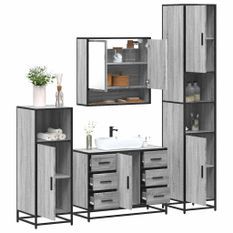 Ensemble de meubles de salle de bain 4 pcs sonoma gris