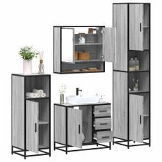 Ensemble de meubles de salle de bain 4 pcs sonoma gris