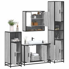 Ensemble de meubles de salle de bain 4 pcs sonoma gris