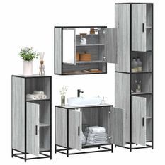 Ensemble de meubles de salle de bain 4 pcs sonoma gris