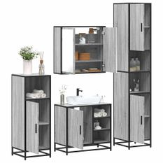 Ensemble de meubles de salle de bain 4 pcs sonoma gris