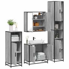 Ensemble de meubles de salle de bain 4 pcs sonoma gris