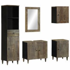 Ensemble de meubles de salle de bain 5 pcs bois manguier massif