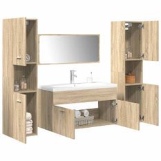 Ensemble de meubles de salle de bain 5 pcs chêne sonoma