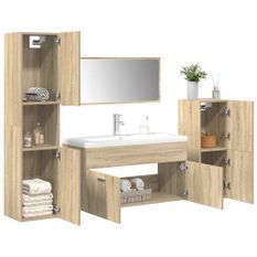 Ensemble de meubles de salle de bain 5 pcs chêne sonoma