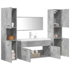 Ensemble de meubles de salle de bain 5 pcs gris béton