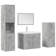 Ensemble de meubles de salle de bain 5 pcs gris béton