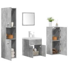 Ensemble de meubles de salle de bain 5 pcs gris béton