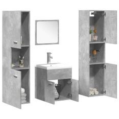 Ensemble de meubles de salle de bain 5 pcs gris béton