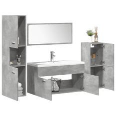 Ensemble de meubles de salle de bain 5 pcs gris béton