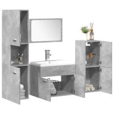 Ensemble de meubles de salle de bain 5 pcs gris béton