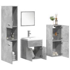 Ensemble de meubles de salle de bain 5 pcs gris béton