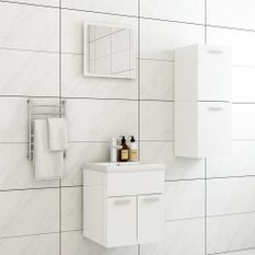 Ensemble de meubles de salle de bain Blanc brillant 4