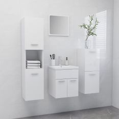 Ensemble de meubles de salle de bain Blanc brillant 11