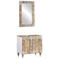 Ensemble de meubles salle de bain 2 pcs bois de manguier massif