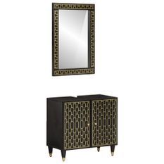 Ensemble de meubles salle de bain 2 pcs bois de manguier massif