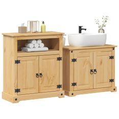 Ensemble de meubles salle de bain 2 pcs Corona bois pin massif