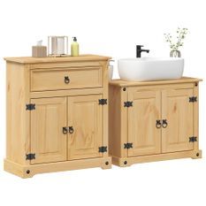 Ensemble de meubles salle de bain 2 pcs Corona bois pin massif