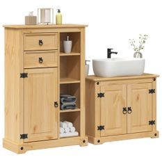 Ensemble de meubles salle de bain 2 pcs Corona bois pin massif