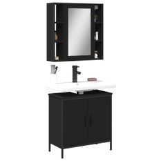 Ensemble de meubles salle de bain 2 pcs noir bois d'ingénierie