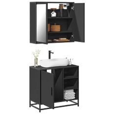 Ensemble de meubles salle de bain 2 pcs noir bois d'ingénierie