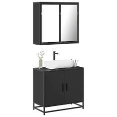 Ensemble de meubles salle de bain 2 pcs noir bois d'ingénierie