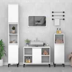 Ensemble de meubles salle de bain 3 pcs blanc bois d'ingénierie