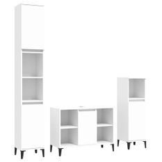 Ensemble de meubles salle de bain 3 pcs blanc bois d'ingénierie