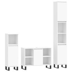 Ensemble de meubles salle de bain 3 pcs blanc bois d'ingénierie