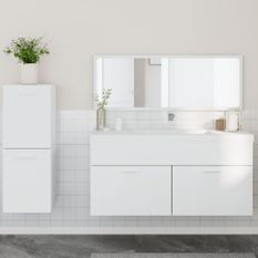 Ensemble de meubles salle de bain 3 pcs blanc bois d'ingénierie