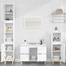Ensemble de meubles salle de bain 3 pcs blanc bois d'ingénierie